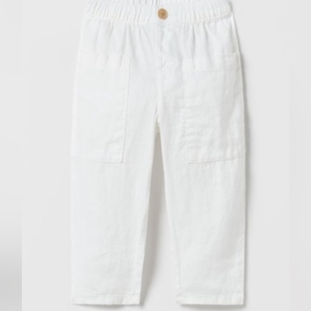 Zara Boys Kids White Linen Pants